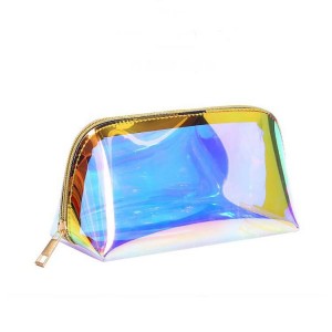 Hot Sales TPU Holographic Clear Clutch Pouch Makeup Bag Women Hologram Transparent Small Waterproof Cosmetic Toiletry Bag