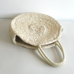 Circle Natural corn husk Straw beach Bag Round rattan Handbag for Beach Vacation