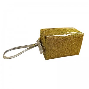 Fashion Candy Color PVC Zipper Wrist-strap Glitter Jelly Cosmetic Bags