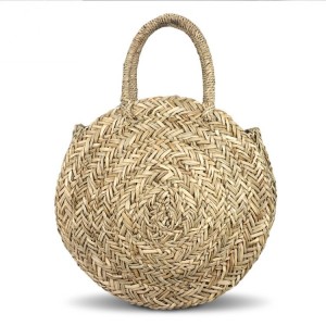 Trendy hand woven round straw bag sea grass straw handbag