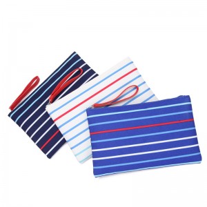 fashion striped makeup airline pouch nylon bag for women