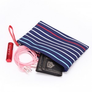 fashion striped makeup airline pouch nylon bag for women