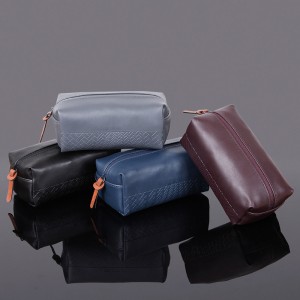 Woven Pattern Pu Leather Cosmetic Bag Make Up Bag Custom Color OEM factory