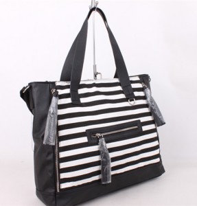 Fashion women blank canvas handbag tote bag with leather handle