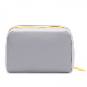 PU leather contrast color makeup bag stylish unique cosmetic bags with zippers