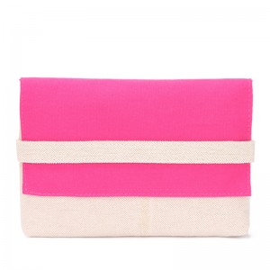 Wholesale Canvas Flap Stripe Cosmetic Bag Makeup Pouch for lipstick  OEM factory