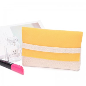 Wholesale Canvas Flap Stripe Cosmetic Bag Makeup Pouch for lipstick  OEM factory