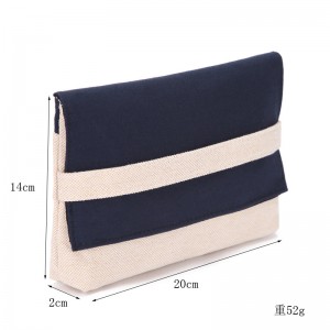 Wholesale Canvas Flap Stripe Cosmetic Bag Makeup Pouch for lipstick  OEM factory