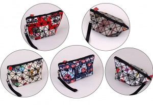 flower patten square glossy custom cosmetic bag