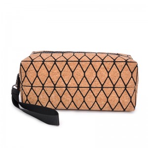 Eco Friendly Natural Cork Softwood Zipper Pouch Handbag Clutch Purse Makeup Organizer Toiletry Bag