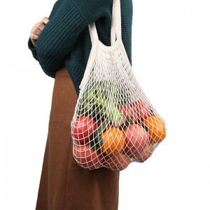 eco friendly reusable produce organic 100% cotton fruit net mesh shopping bag