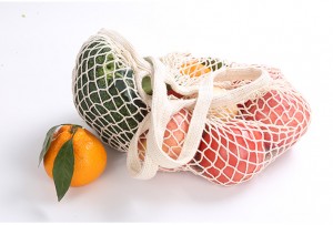 eco friendly reusable produce organic 100% cotton fruit net mesh shopping bag