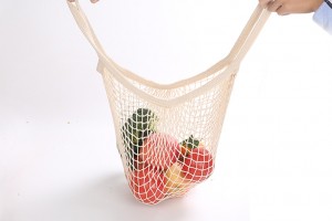 eco friendly reusable produce organic 100% cotton fruit net mesh shopping bag