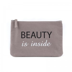 Recyclable feature cotton pouch printed cosmetic bag custom canvas pouch with personalized zipper closure