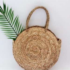 hand made round shoulder sea grass handbag summer beach bag