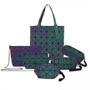 Geometric Luminous Women Handbags Holographic Reflective cosmetic Bags