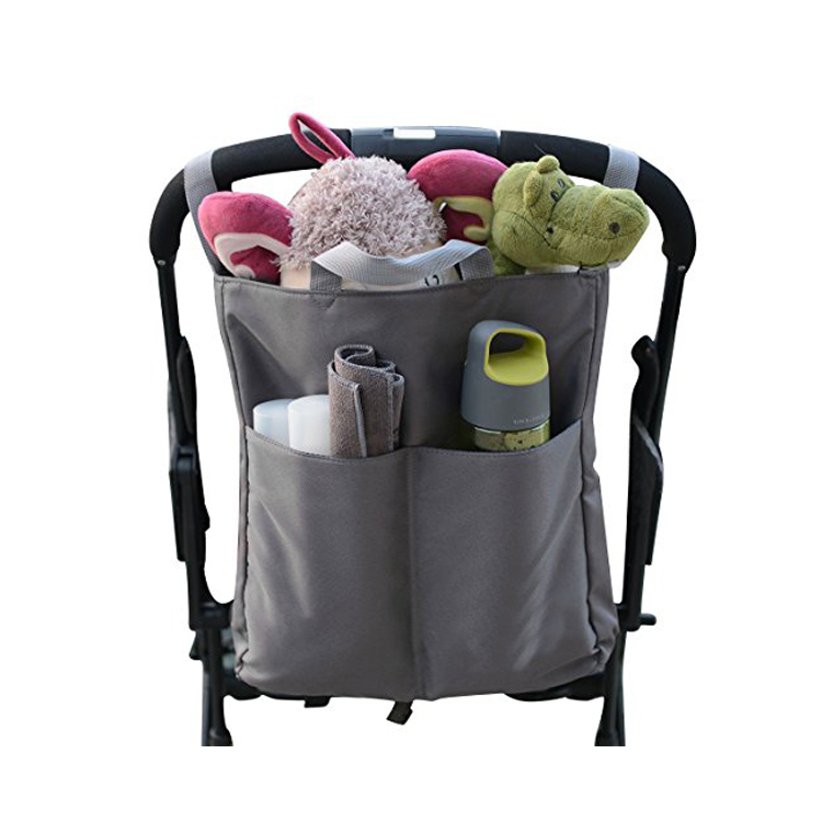 Multifunctional two pocket outdoor baby stroller bag organizer with strap