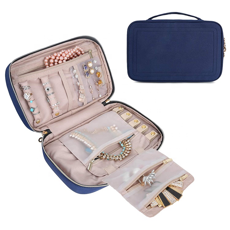 China Suppliers Waterproof Travel Jewelry Rolls Organizer Jewelry Storage Case  for Earrings / Necklaces / Ring