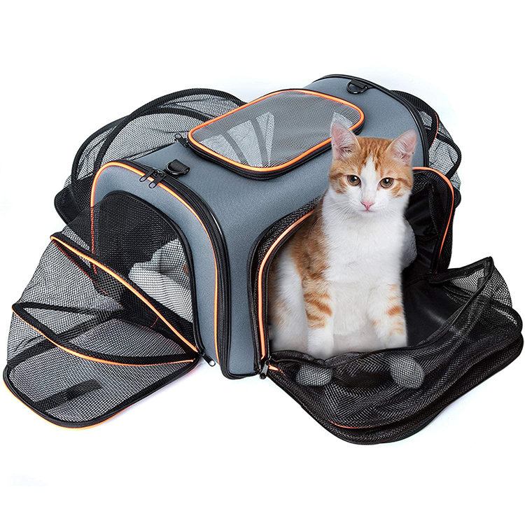 Airline approved expandable foldable sleep bag and pet carrier bag for dog cat