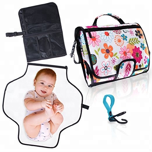 Portable Baby Diaper Changing Mat Station with Clutch Bag Waterproof Mat & Pockets