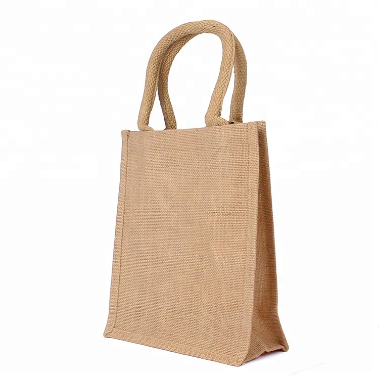 Good quality custom environmental print handbag reusable jute tote shopping bag