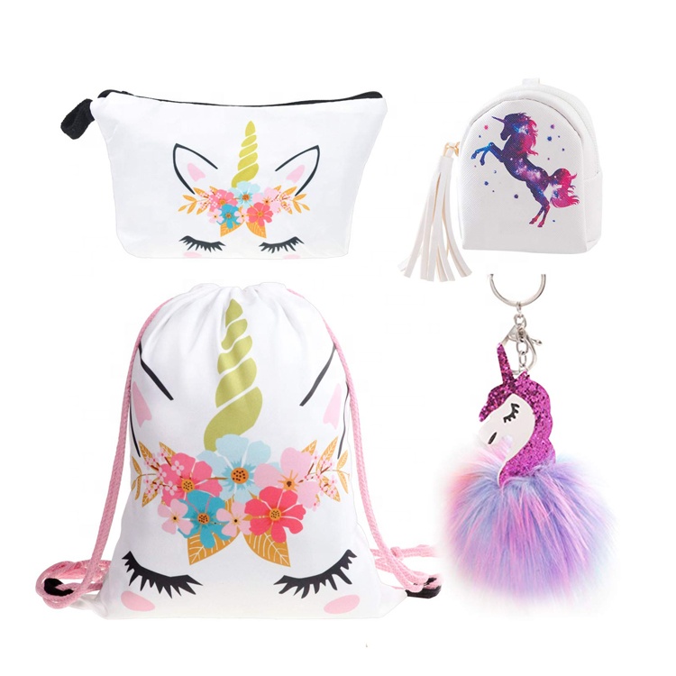 OEM Manufacturer Plush Animal Backpack -
 Custom Unicorn Gifts Unicorn Makeup Bag Bracelet Inspirational Necklace Hair Ties Drawstring Bag Backpack For Party Gifts – V-FOX