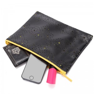 Fashion laser cutting hollow women felt cosmetic bag with zipper