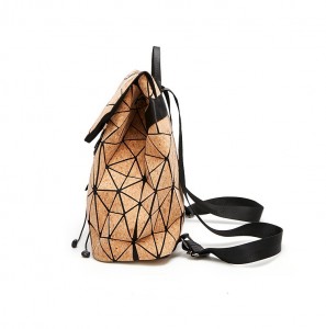 Natural geometric cork Vintage Backpack portuguese Fashion Women Stylish Wood Bag