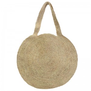 Round Straw raffia Beach Bag Vintage Handmade Woven Shoulder Bag Raffia circle Rattan bags