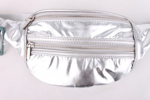 newest fashion custom good quality promotional silver PU leather cute travel waist bag, sport waist bag