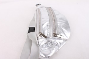 newest fashion custom good quality promotional silver PU leather cute travel waist bag, sport waist bag